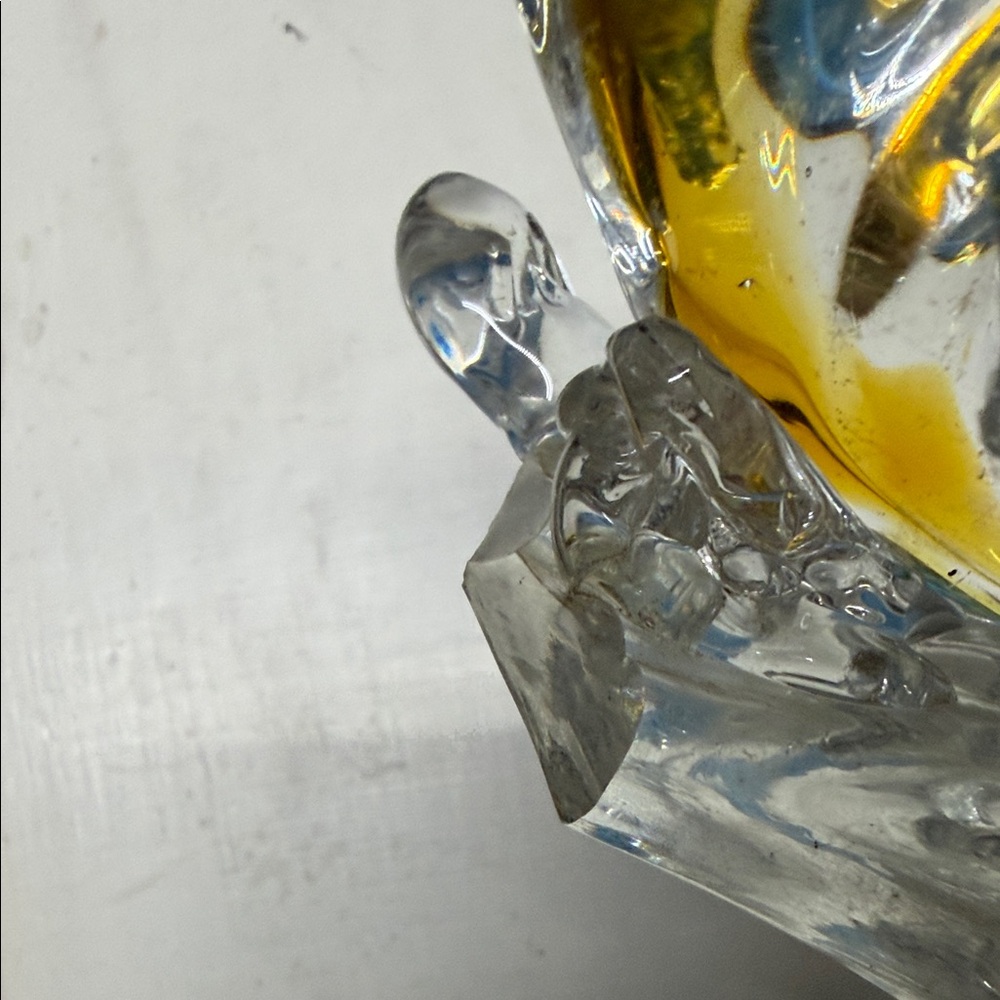 Glass Dolphin Figurine Clear with Yellow Accents - Picture 7 of 7